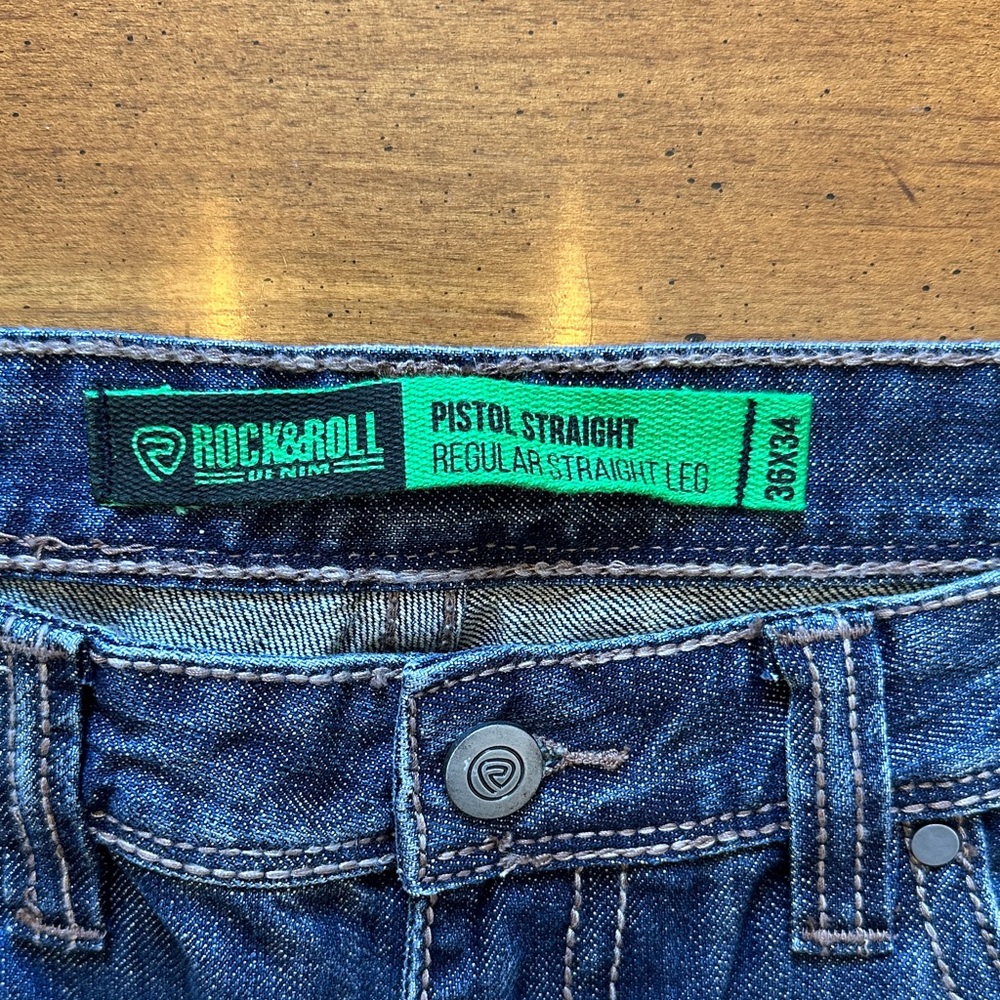 NWOT Rock & Roll Denim Men’s Pistol Straight Leg Jeans 36x34 - Picture 3 of 6
